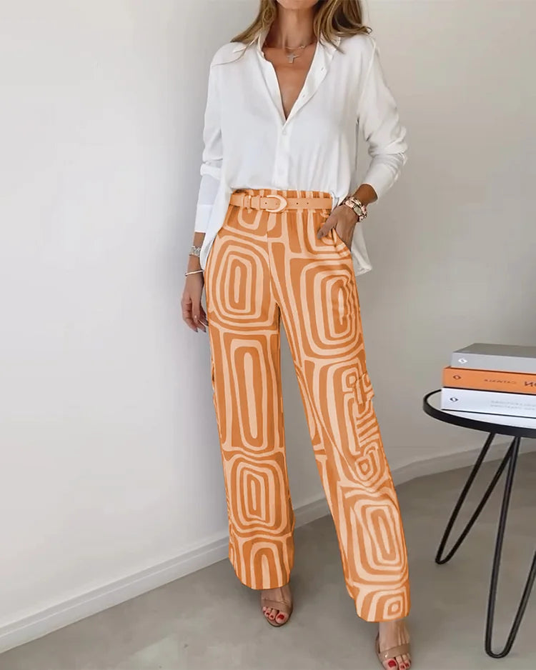 Azaria | Geo-Print Wide-Leg Pants