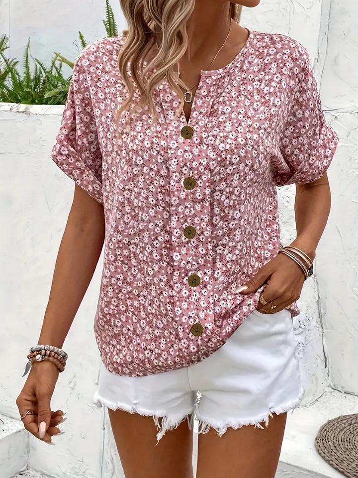 Ruby | Button-Front Floral Top