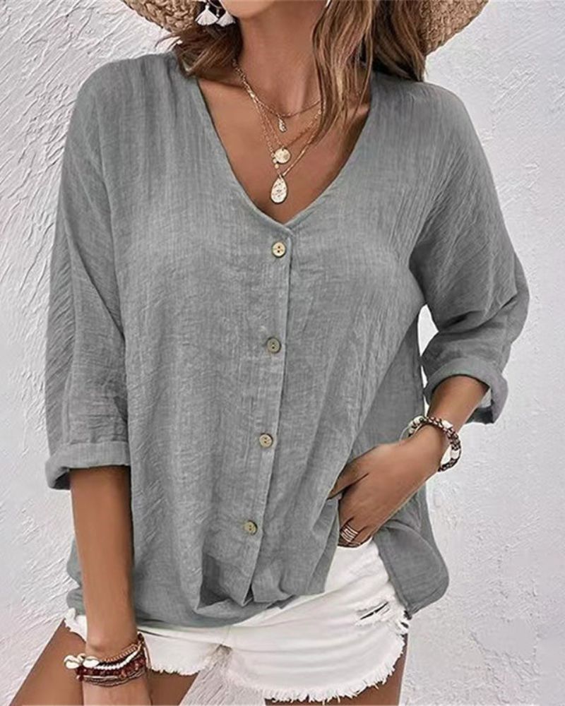 Savannah | Linen Button-Up Blouse