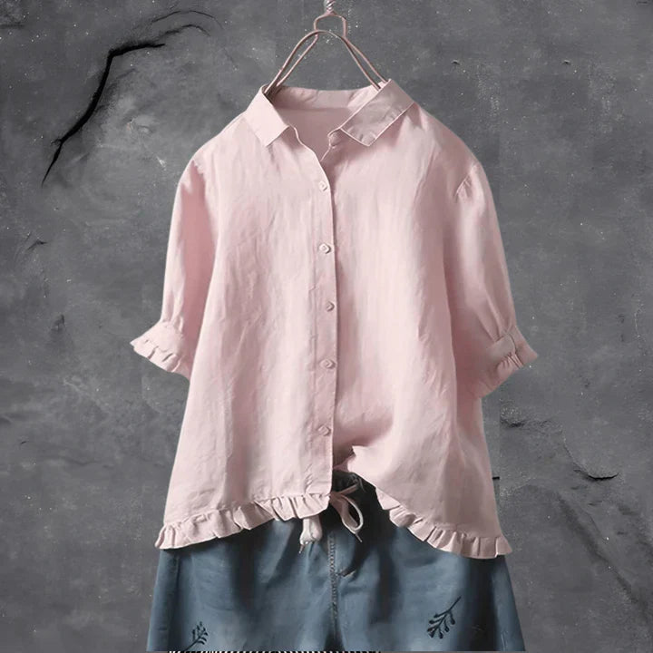 Maren | Ruffle Hem Linen Shirt