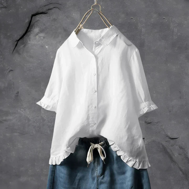 Maren | Ruffle Hem Linen Shirt