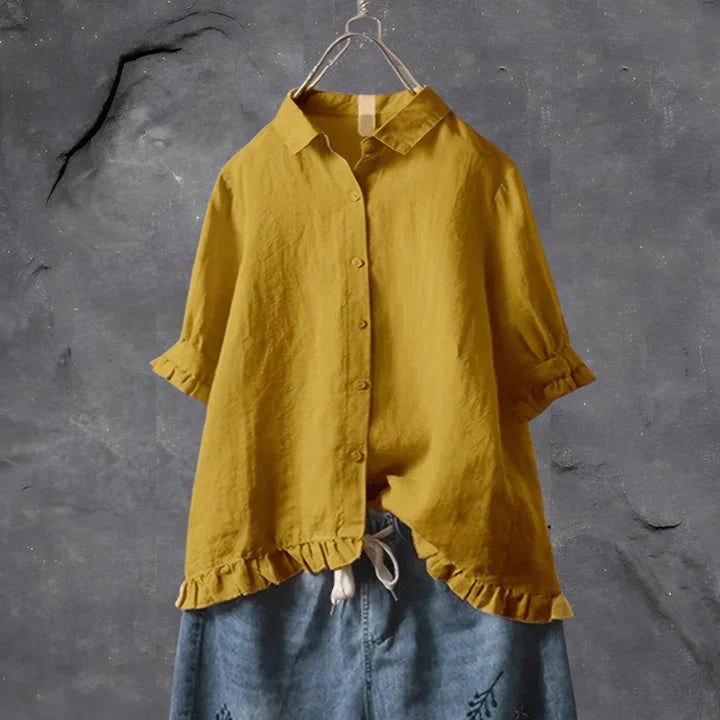 Maren | Ruffle Hem Linen Shirt