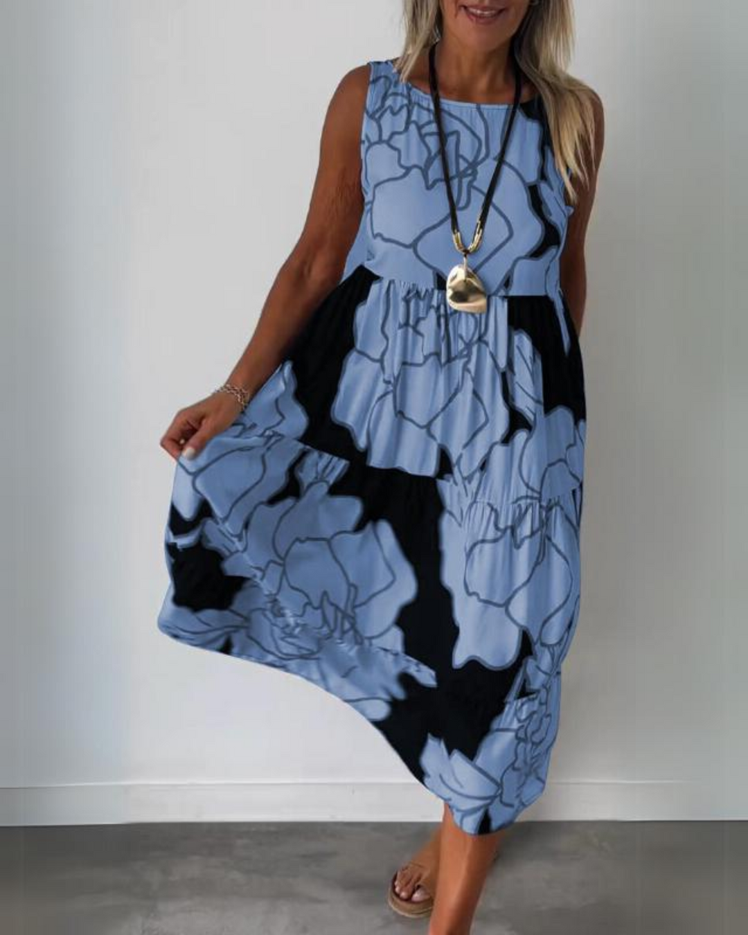 Beatrice | Abstract Print Midi Dress