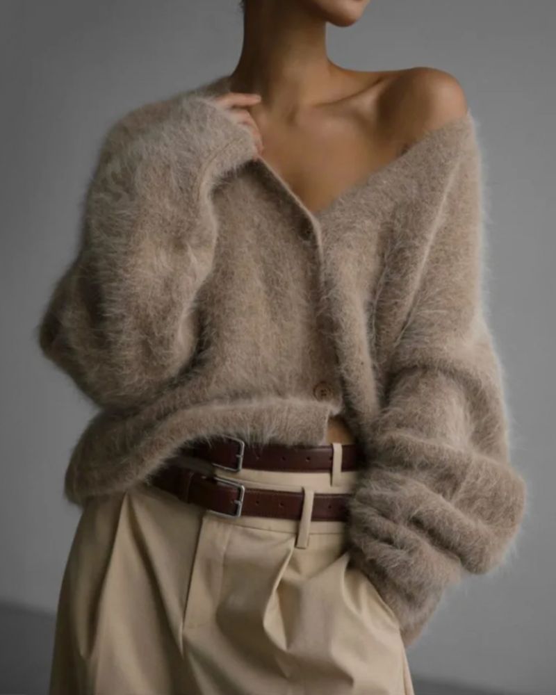 Amara | Fuzzy Knit Cardigan