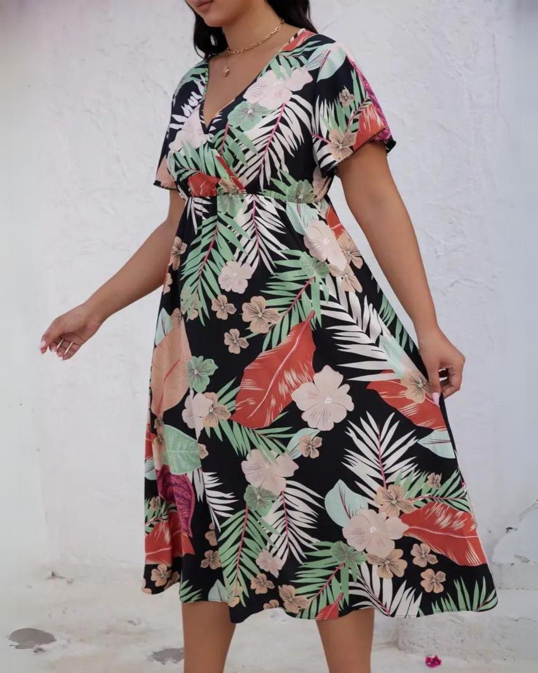 Kyra | Tropical Midi Dress