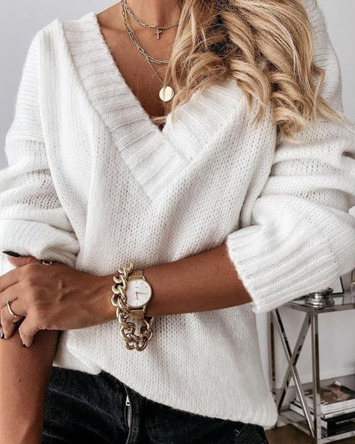 Loenne | Deep V-Neck Knit Sweater