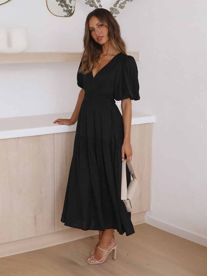 Frieda | Puff Sleeve Midi Dress