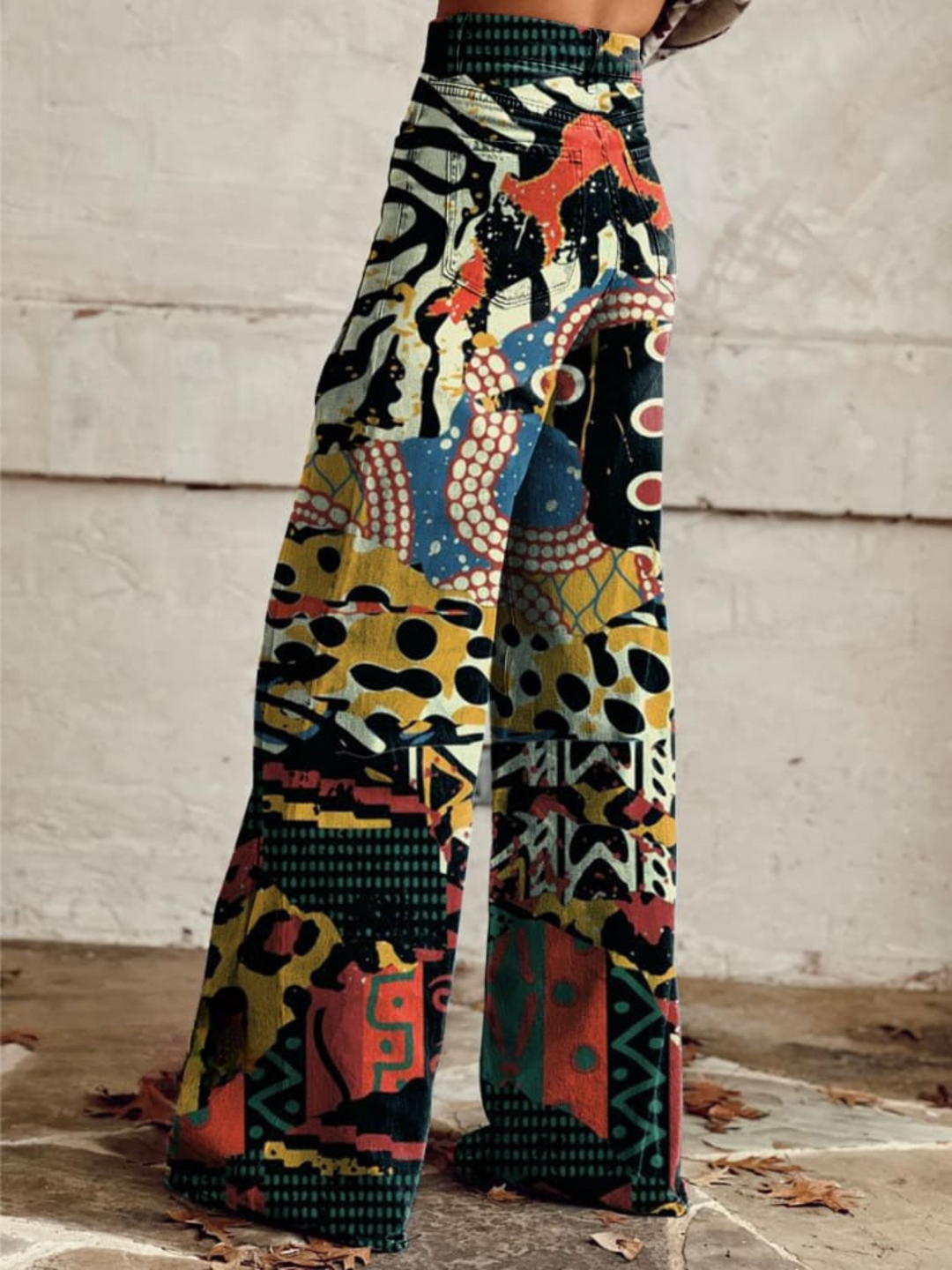 Amara | Abstract Art Wide-Leg Jeans