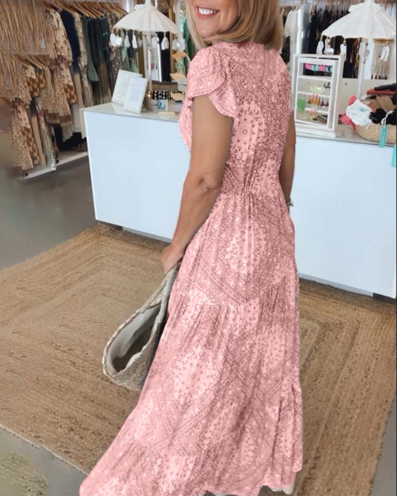 Zenobia | Blush Boho Maxi Dress