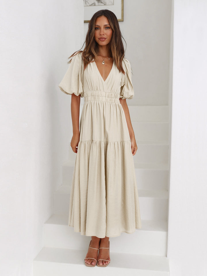 Frieda | Puff Sleeve Midi Dress