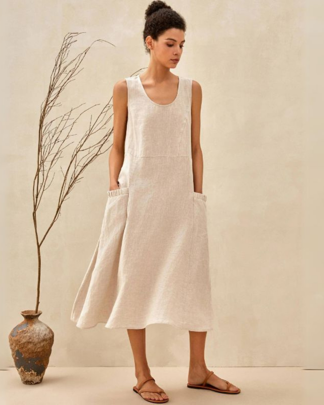 Iris | Linen Midi Dress