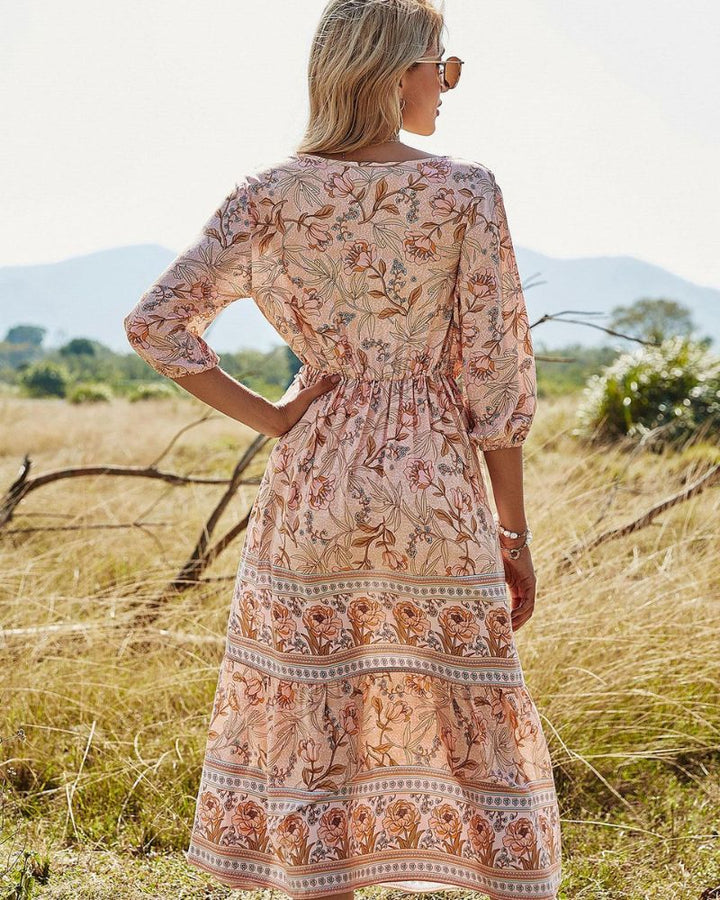 Ariane | Boho Floral Midi Dress