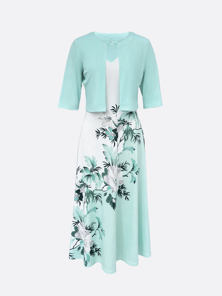 Clara | Floral Midi Dress with Jacket