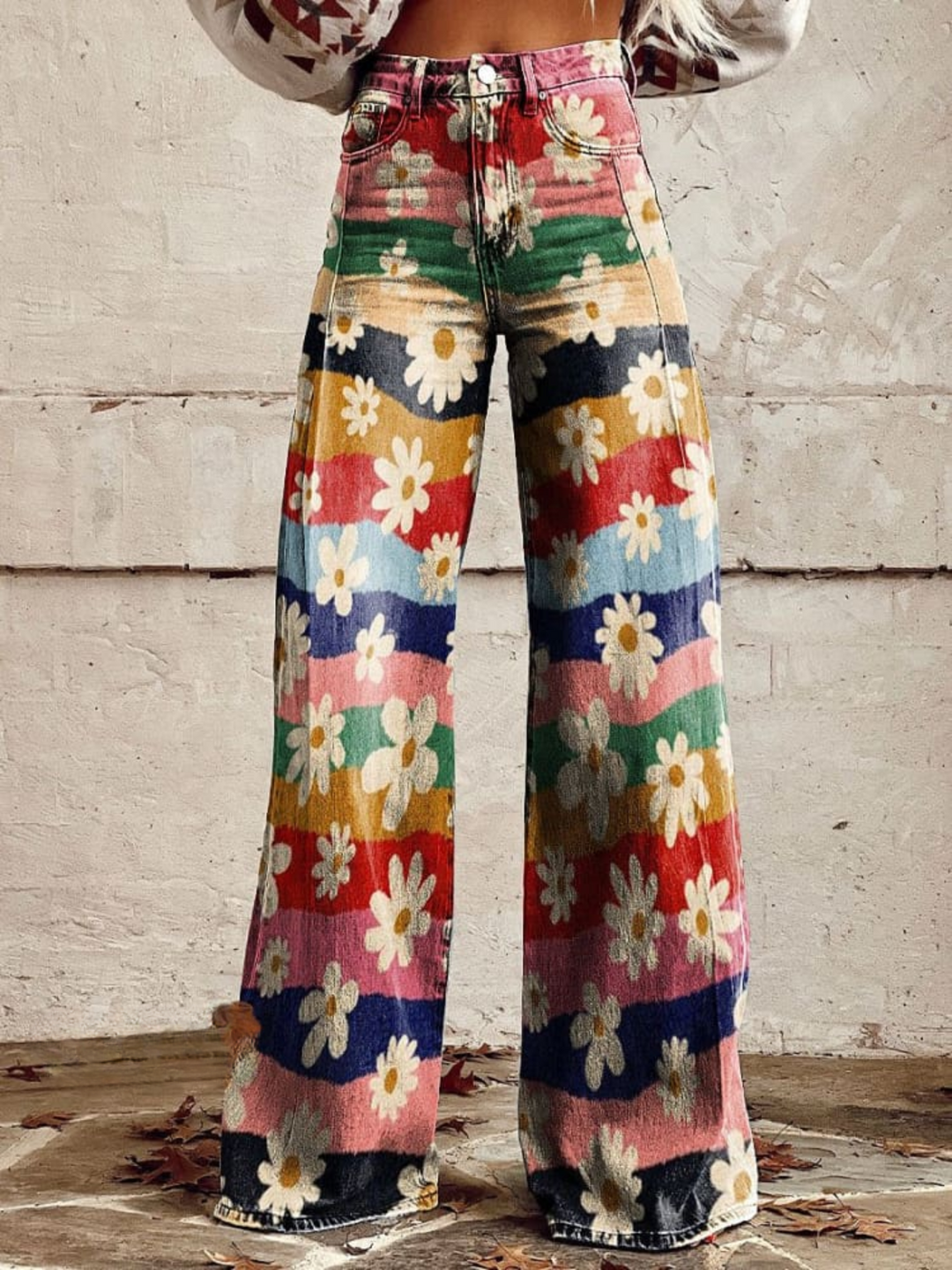 Zinnia | Retro Floral Wide-Leg Jeans