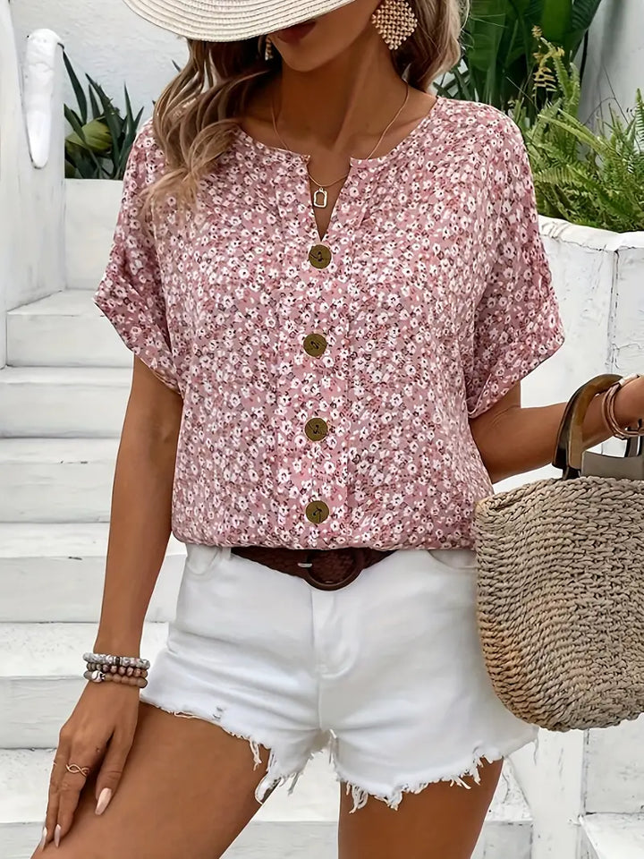 Ruby | Button-Front Floral Top