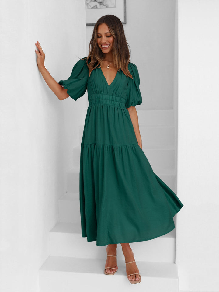 Frieda | Puff Sleeve Midi Dress