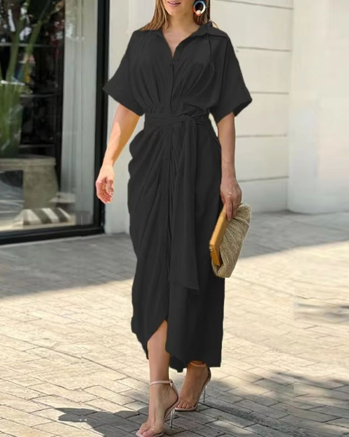 Giselle | Draped Shirt Dress