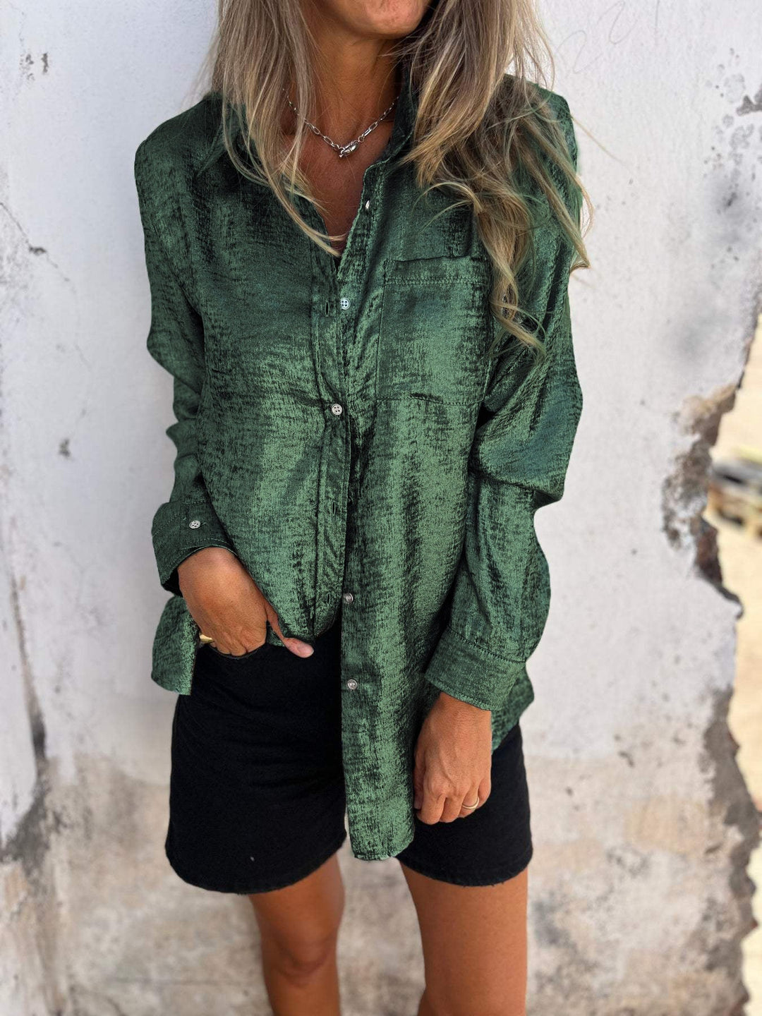 Joelle | Velvet Button-Up Shirt