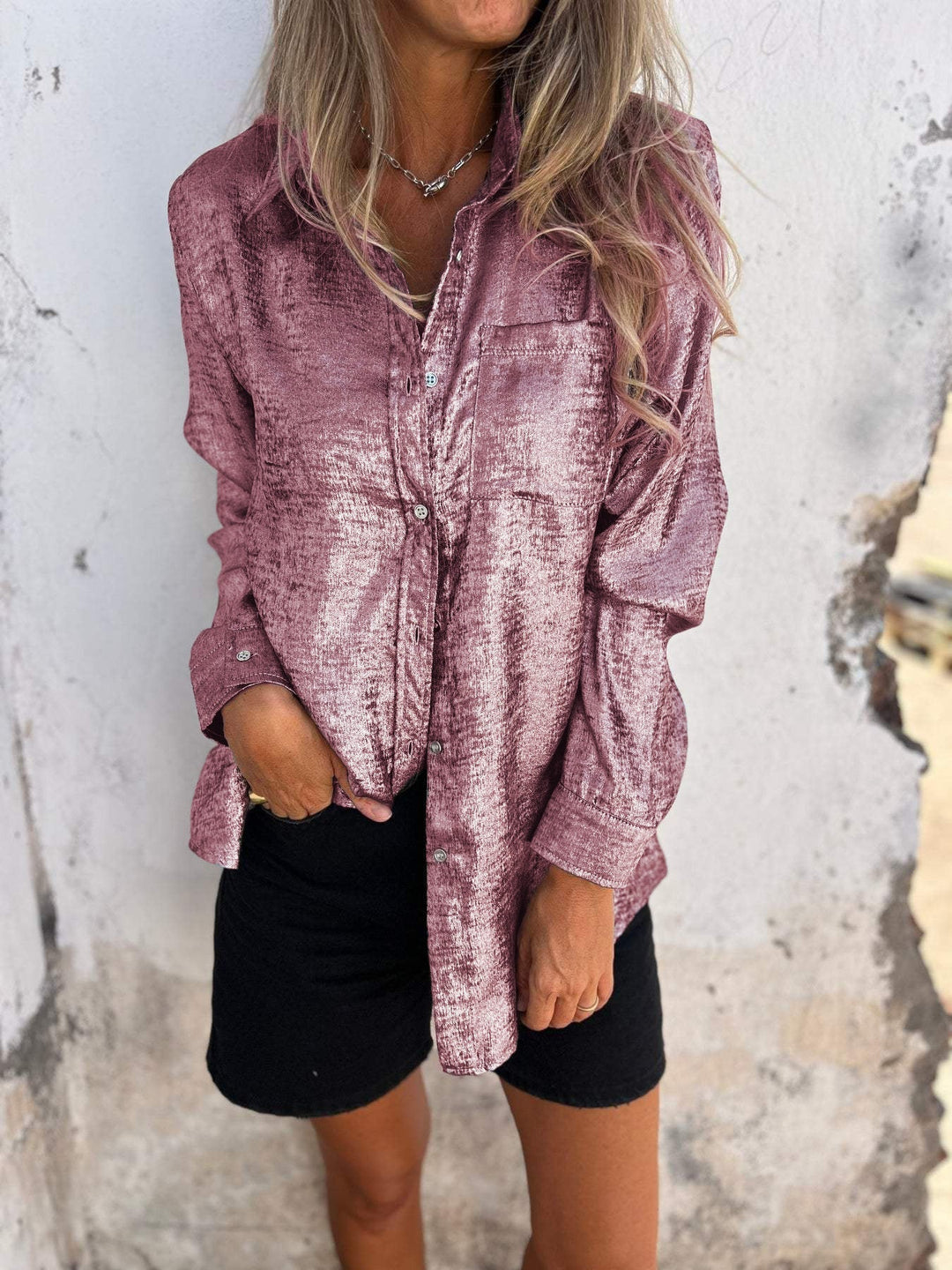 Joelle | Velvet Button-Up Shirt