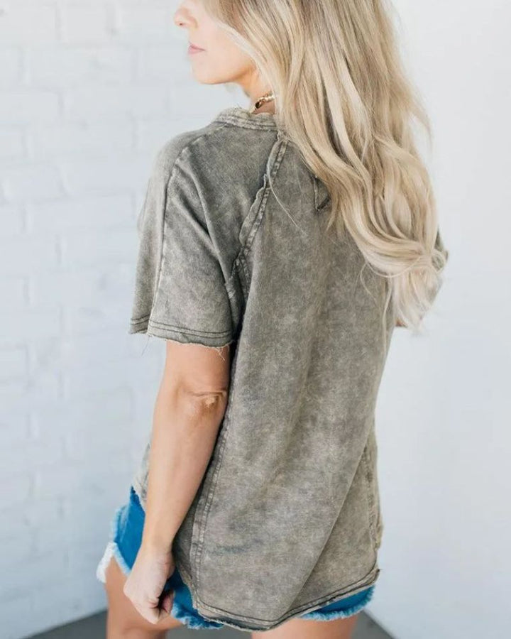 Brooke | Washed Henley Tee