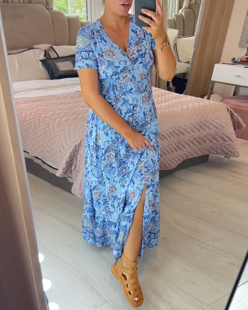 Emily | Blue Boho Maxi Dress