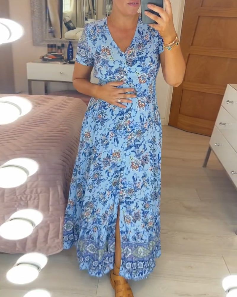 Emily | Blue Boho Maxi Dress