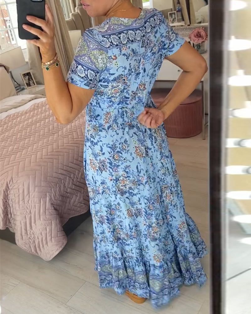 Emily | Blue Boho Maxi Dress