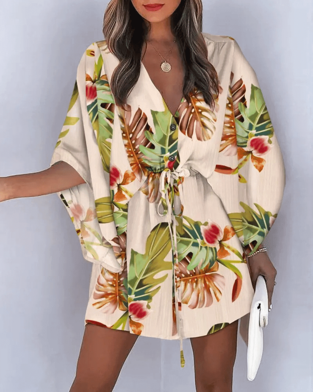 Martina | Tropical Print Button-Up Set