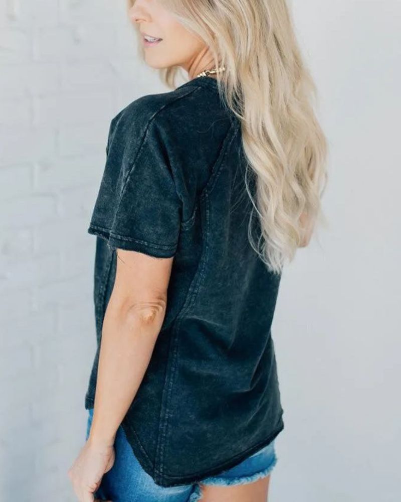 Brooke | Washed Henley Tee