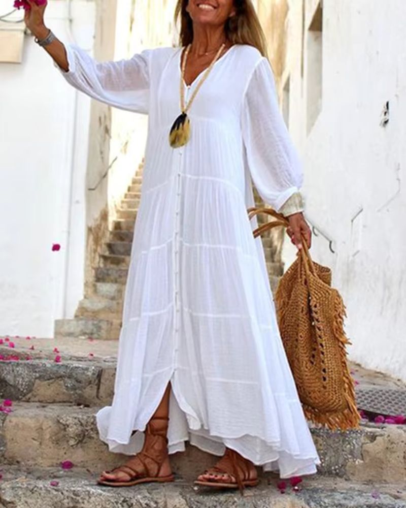 Lumi | Boho Button-Down Maxi Dress