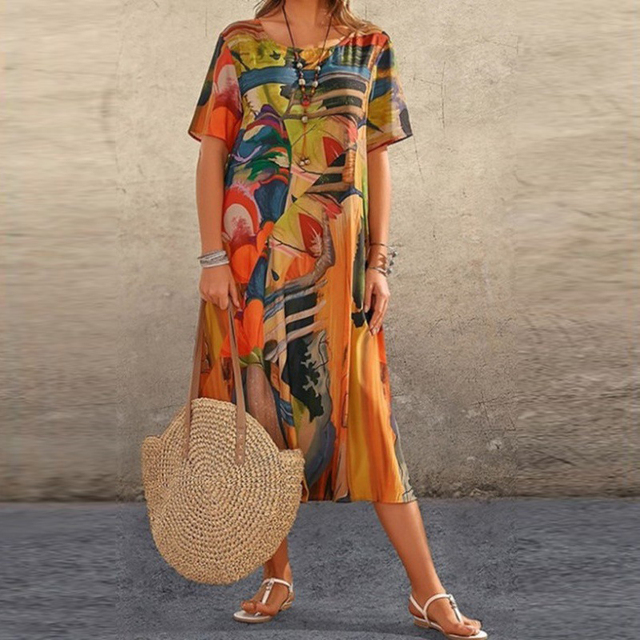 Hildegard | Tropical Print Midi Dress