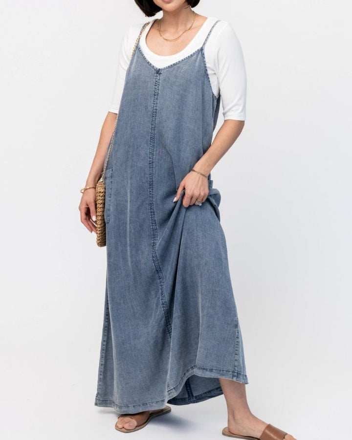 Marcelline | Denim Slip Maxi Dress