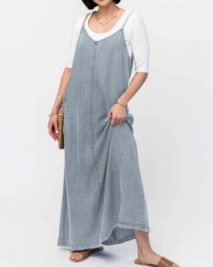 Marcelline | Denim Slip Maxi Dress