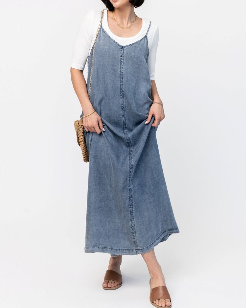 Marcelline | Denim Slip Maxi Dress