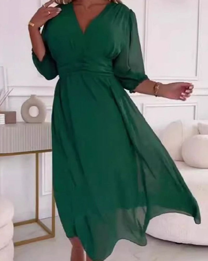 Evelyn | Emerald Midi Dress