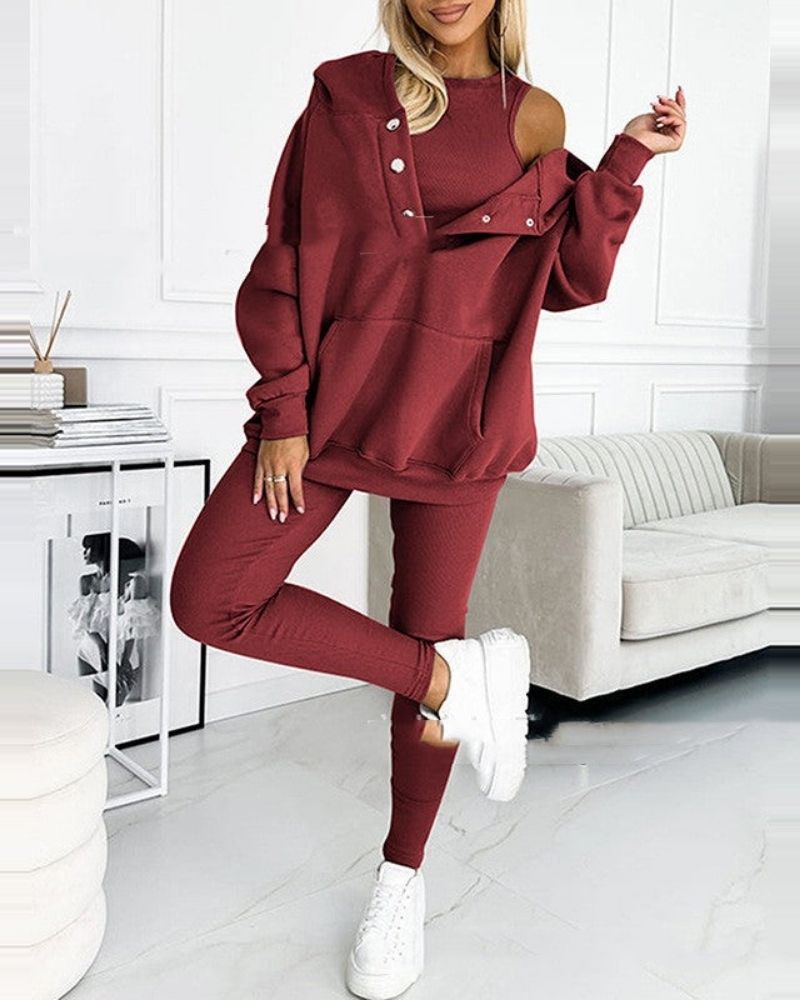 Riley | Button Hoodie Lounge Set