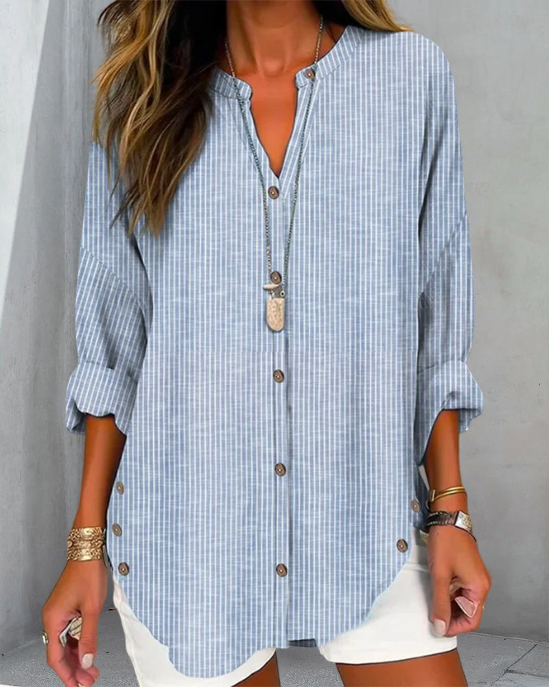 Skylar | Striped Button-Up Tunic