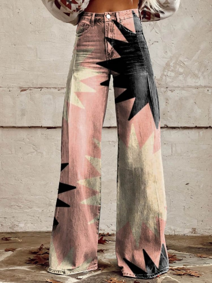 Solara | Tribal Print Wide-Leg Jeans