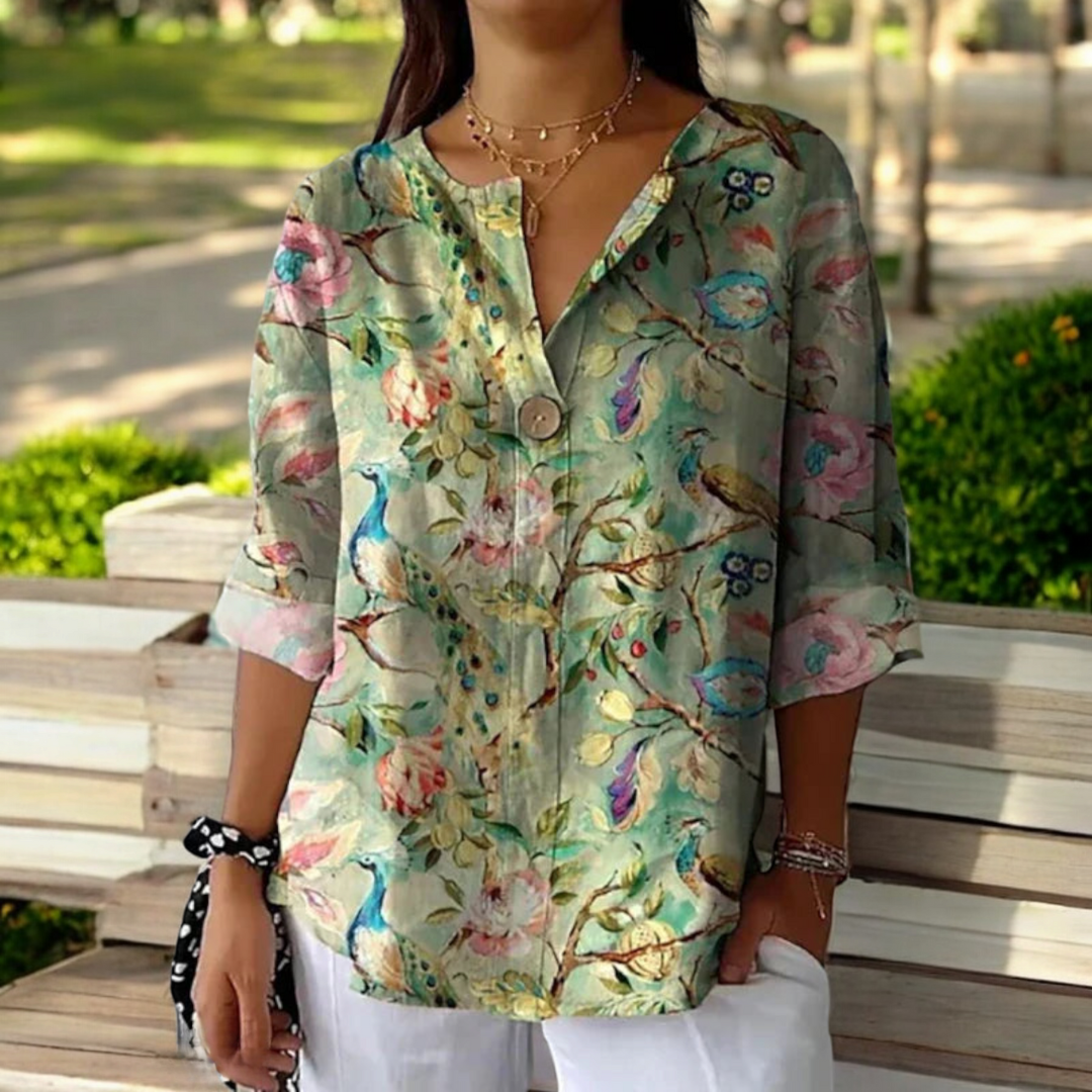 Seraphina | Peacock Garden Blouse