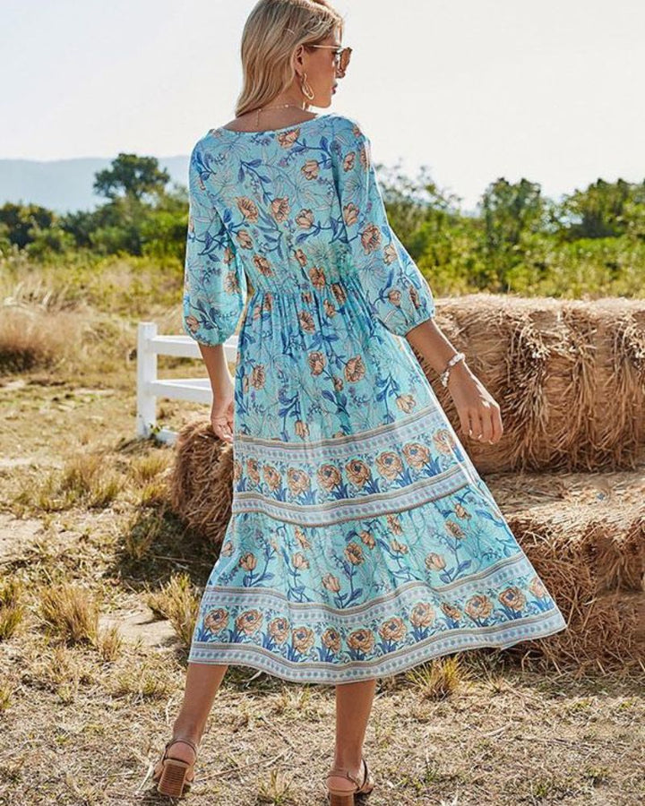 Ariane | Boho Floral Midi Dress