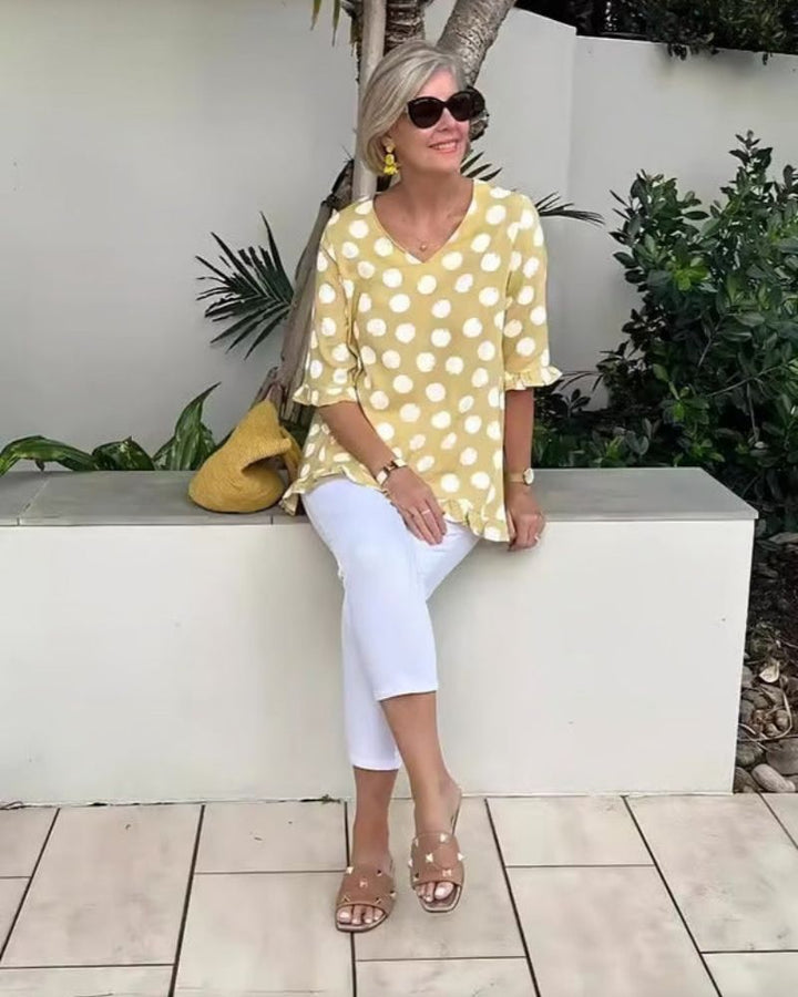 Grace | Polka Dot Ruffle Top