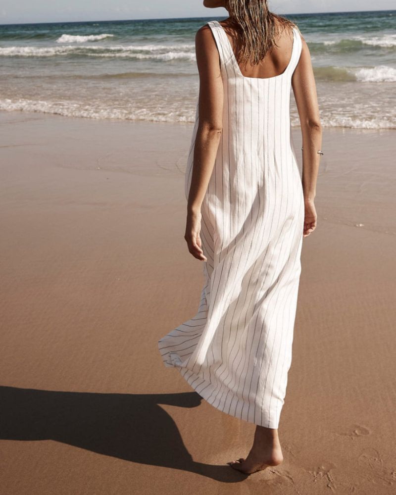 Eloise | Striped Linen Maxi Dress