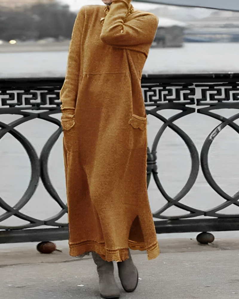 Leocadia | Mustard Knit Maxi Dress