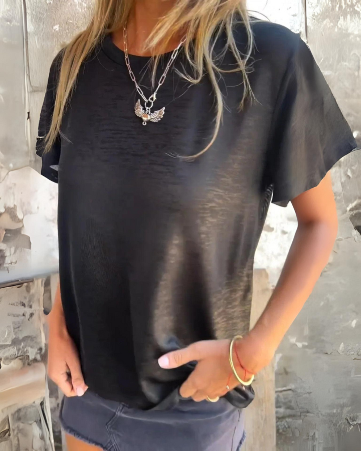 Zerina | Metallic Sheen V-Neck Tee