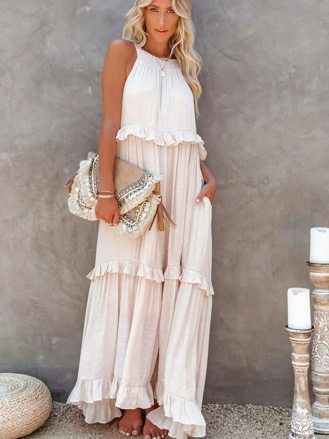 Blanka | Boho Ruffle Maxi Dress