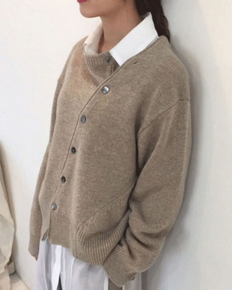 Maren | Asymmetric Button Knit Sweater