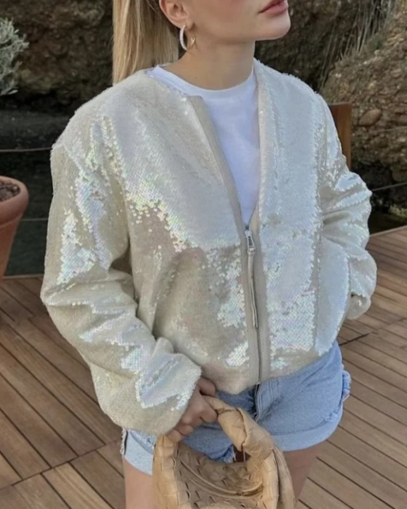 Lucienne | Sequin Zip-Up Jacket