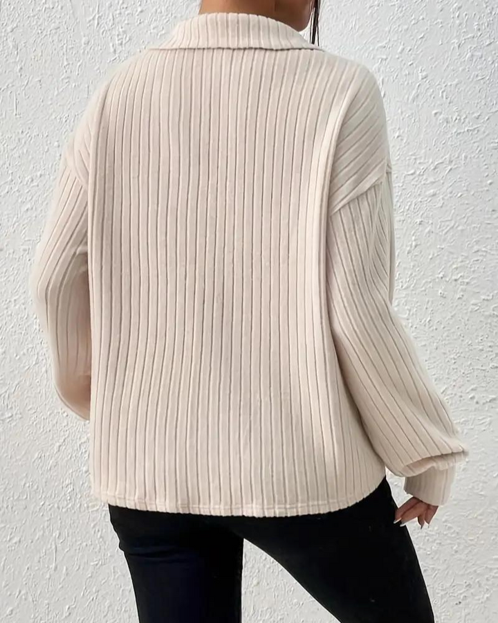 Auralie | Ribbed Knit Collared Sweater