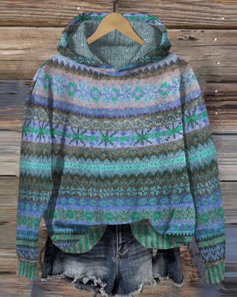 Indie | Fair Isle Knit Hoodie