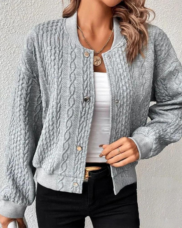 Azmara | Textured Knit Bomber Jacket